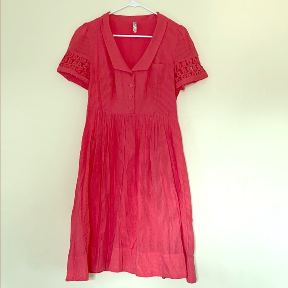 Anthropologie Maeve Pink Collar Dress